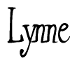 The image is a stylized text or script that reads 'Lynne' in a cursive or calligraphic font.