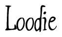 The image is of the word Loodie stylized in a cursive script.