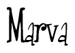 The image contains the word 'Marva' written in a cursive, stylized font.