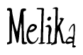 The image is a stylized text or script that reads 'Melika' in a cursive or calligraphic font.