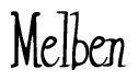 The image is of the word Melben stylized in a cursive script.