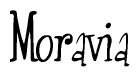 The image is a stylized text or script that reads 'Moravia' in a cursive or calligraphic font.