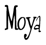 The image is of the word Moya stylized in a cursive script.