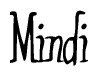   The image is of the word Mindi stylized in a cursive script. 