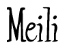 The image is of the word Meili stylized in a cursive script.