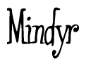 The image contains the word 'Mindyr' written in a cursive, stylized font.