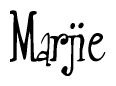 The image contains the word 'Marjie' written in a cursive, stylized font.