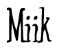   The image is of the word Miik stylized in a cursive script. 