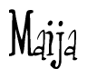 The image is a stylized text or script that reads 'Maija' in a cursive or calligraphic font.