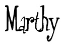 The image is a stylized text or script that reads 'Marthy' in a cursive or calligraphic font.