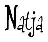 The image is of the word Natja stylized in a cursive script.