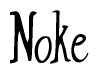   The image is of the word Noke stylized in a cursive script. 
