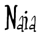 The image contains the word 'Naia' written in a cursive, stylized font.