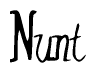 The image contains the word 'Nunt' written in a cursive, stylized font.