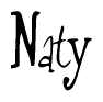 The image is of the word Naty stylized in a cursive script.