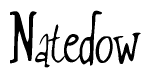 The image is a stylized text or script that reads 'Natedow' in a cursive or calligraphic font.