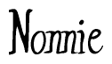 The image contains the word 'Nonnie' written in a cursive, stylized font.