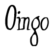 The image is of the word Oingo stylized in a cursive script.