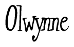 The image contains the word 'Olwynne' written in a cursive, stylized font.