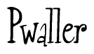 The image is a stylized text or script that reads 'Pwaller' in a cursive or calligraphic font.