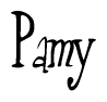 The image is a stylized text or script that reads 'Pamy' in a cursive or calligraphic font.