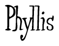 The image contains the word 'Phyllis' written in a cursive, stylized font.