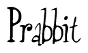 The image is a stylized text or script that reads 'Prabbit' in a cursive or calligraphic font.