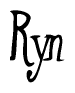 The image is a stylized text or script that reads 'Ryn' in a cursive or calligraphic font.