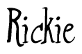 The image is of the word Rickie stylized in a cursive script.