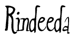 The image is of the word Rindeeda stylized in a cursive script.