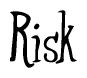 The image contains the word 'Risk' written in a cursive, stylized font.