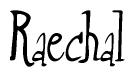 The image contains the word 'Raechal' written in a cursive, stylized font.