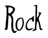 The image is of the word Rock stylized in a cursive script.