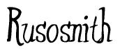 The image is of the word Rusosnith stylized in a cursive script.
