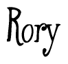 The image is of the word Rory stylized in a cursive script.