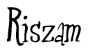 The image is of the word Riszam stylized in a cursive script.