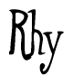 The image contains the word 'Rhy' written in a cursive, stylized font.