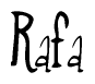 The image contains the word 'Rafa' written in a cursive, stylized font.