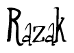 The image is of the word Razak stylized in a cursive script.