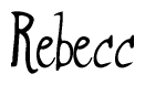The image is of the word Rebecc stylized in a cursive script.