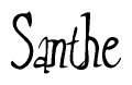 The image contains the word 'Santhe' written in a cursive, stylized font.