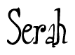 The image contains the word 'Serah' written in a cursive, stylized font.