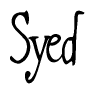 The image is of the word Syed stylized in a cursive script.