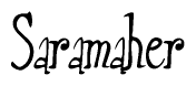 The image is a stylized text or script that reads 'Saramaher' in a cursive or calligraphic font.