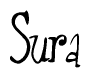 The image contains the word 'Sura' written in a cursive, stylized font.