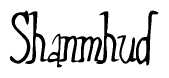 The image is of the word Shanmhud stylized in a cursive script.