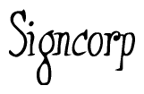 The image is of the word Signcorp stylized in a cursive script.