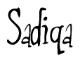 The image is a stylized text or script that reads 'Sadiqa' in a cursive or calligraphic font.