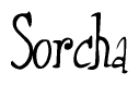 The image is a stylized text or script that reads 'Sorcha' in a cursive or calligraphic font.