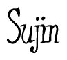The image is a stylized text or script that reads 'Sujin' in a cursive or calligraphic font.